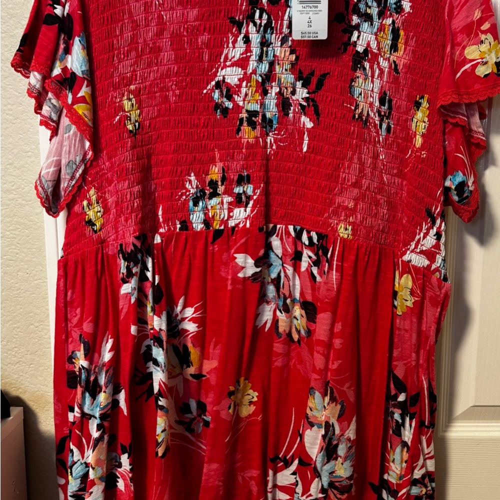 Torrid Red Floral Blouse